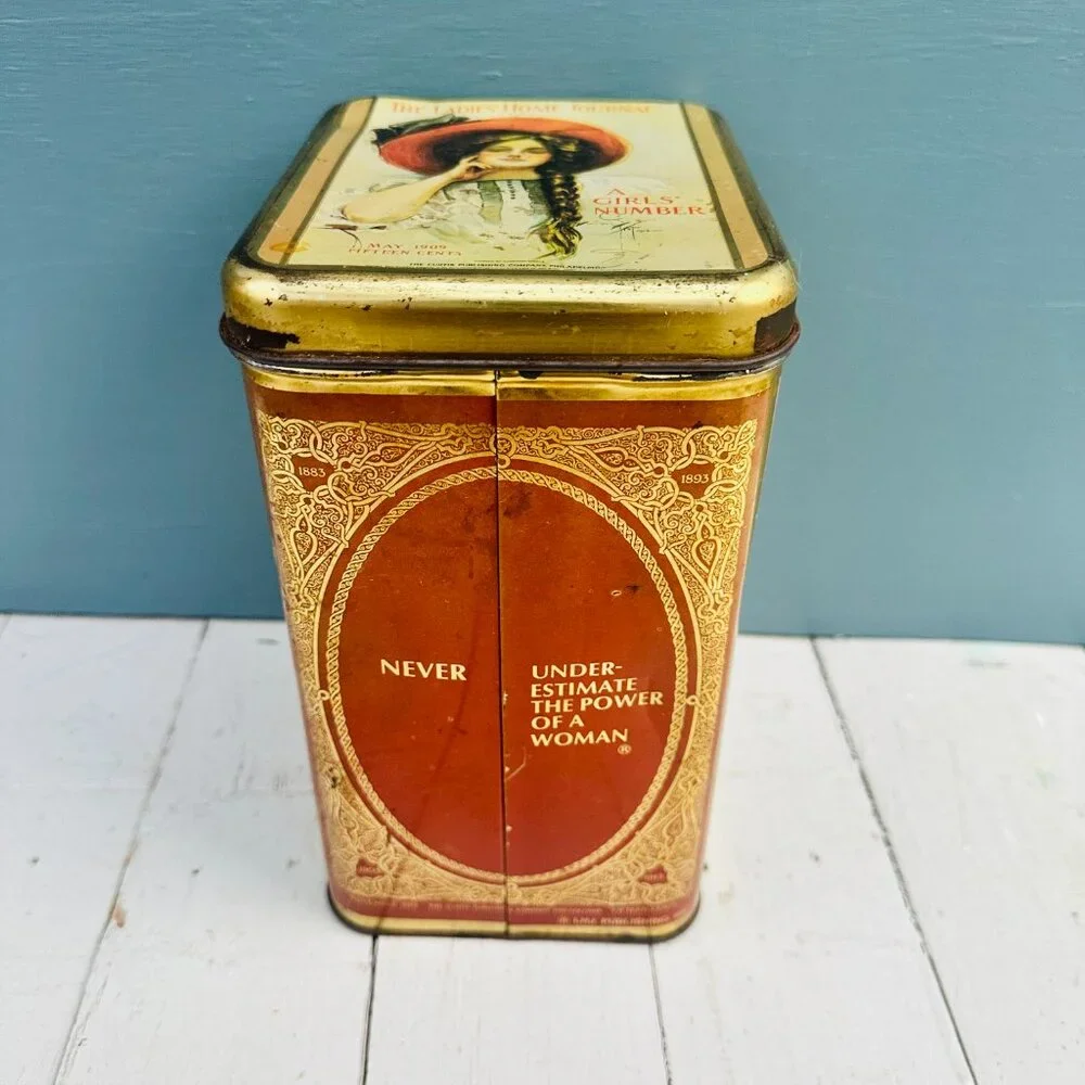 Vintage Ladies Home Journal Tin A Girl's Summer 1909 Cover Large Storage Tin